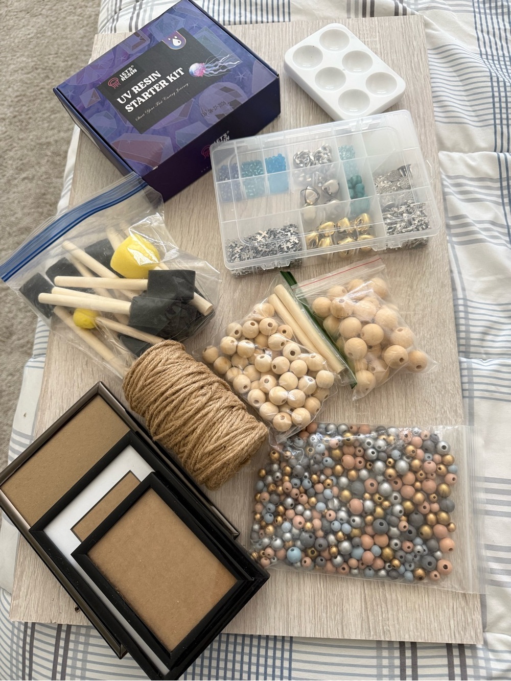 Wood Bead Craft Kit with Natural Twine and Assorted Beads - Neutral